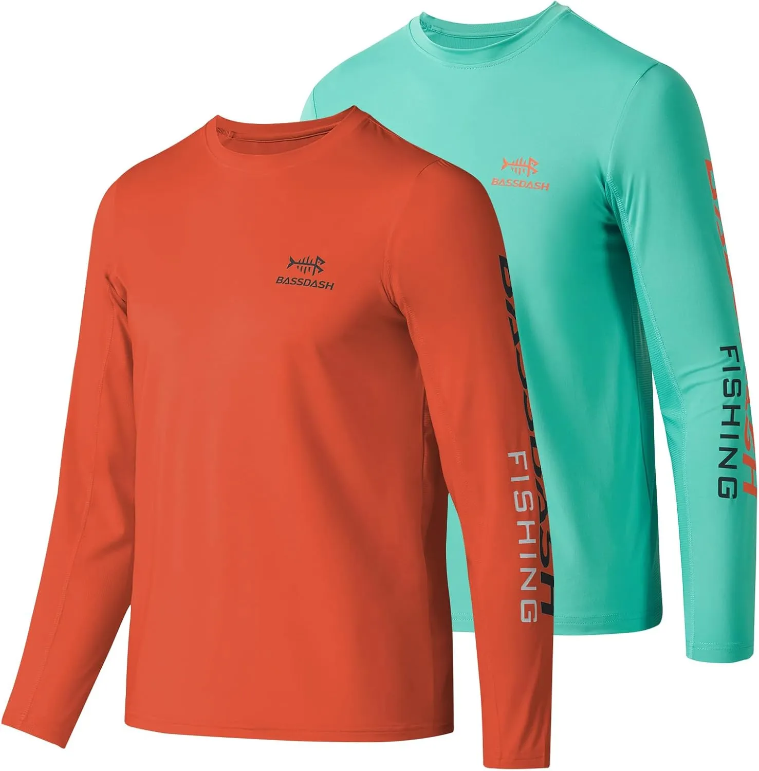 BASSDASH Youth Fishing T Shirts UPF 50  Long Sleeve Performance UV Protection Tee for Boys Girls, Pack of 2