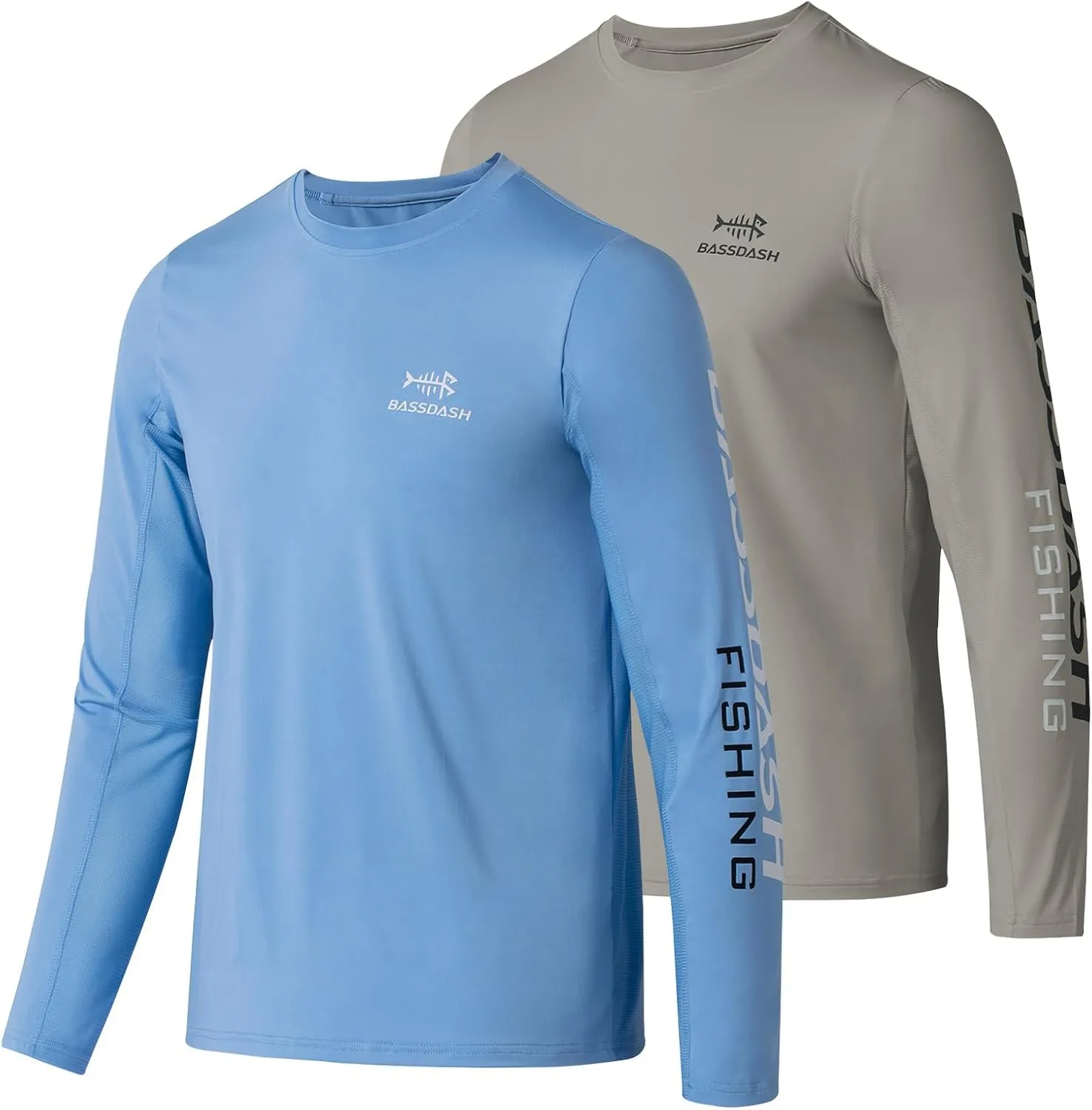 BASSDASH Youth Fishing T Shirts UPF 50  Long Sleeve Performance UV Protection Tee for Boys Girls, Pack of 2