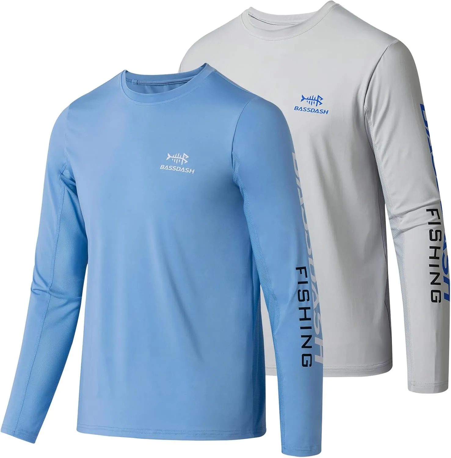 BASSDASH Youth Fishing T Shirts UPF 50  Long Sleeve Performance UV Protection Tee for Boys Girls, Pack of 2