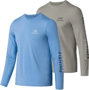 BASSDASH Youth Fishing T Shirts UPF 50  Long Sleeve Performance UV Protection Tee for Boys Girls, Pack of 2