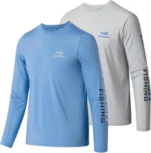BASSDASH Youth Fishing T Shirts UPF 50  Long Sleeve Performance UV Protection Tee for Boys Girls, Pack of 2