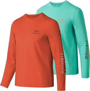 BASSDASH Youth Fishing T Shirts UPF 50  Long Sleeve Performance UV Protection Tee for Boys Girls, Pack of 2