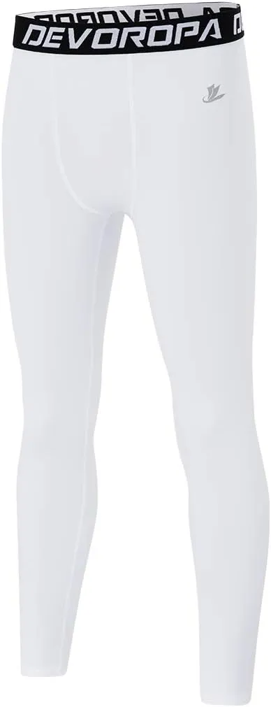 DEVOROPA Boys Leggings Quick Dry Youth Compression Pants Sports Tights Basketball Baseball Base Layer Husky/Slim/Regular Fit