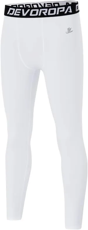 DEVOROPA Boys Leggings Quick Dry Youth Compression Pants Sports Tights Basketball Baseball Base Layer Husky/Slim/Regular Fit