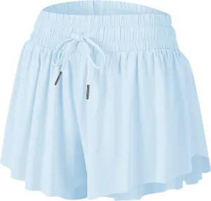 Flowy Athletic Shorts for Women Girls Butterfly Shorts Running Tennis Skort Preppy Shorts Cute Summer Clothes