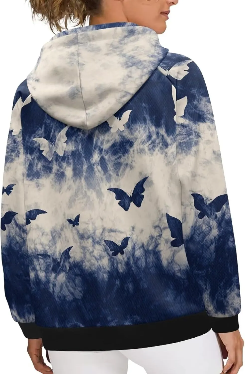 Hoodies for Women Long Sleeve Hooded Sweatshirt Drawstring Pullover Sweaters Plus Size Track Jackets With Pockets