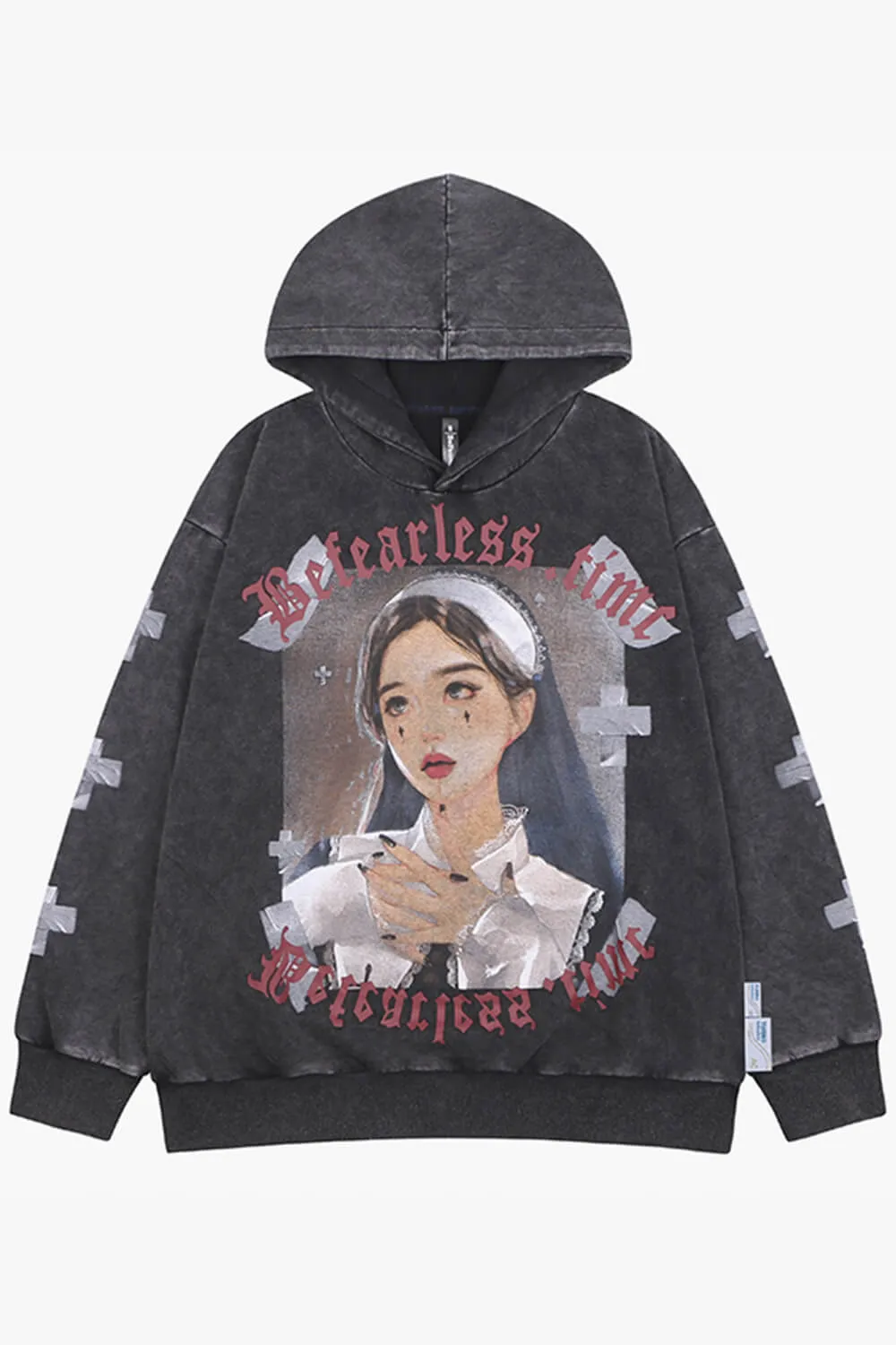 Japanese Goth Nun Girl Hoodie Dark Grunge Aesthetic