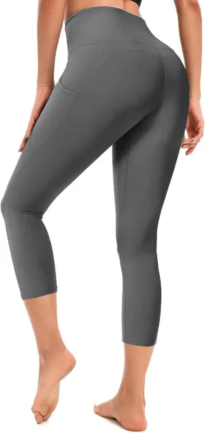 Leggings for Women, Upgraded High Waist Capri Yoga Leggings Workout Running Tummy with Pockets for Women