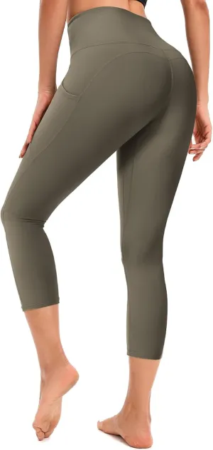 Leggings for Women, Upgraded High Waist Capri Yoga Leggings Workout Running Tummy with Pockets for Women