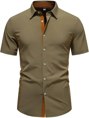 Men's Casual Short Sleeve Button Down Dress Shirt Plaid Collar Denim Mens Workout Shirts Summer Regular Fit Tops
