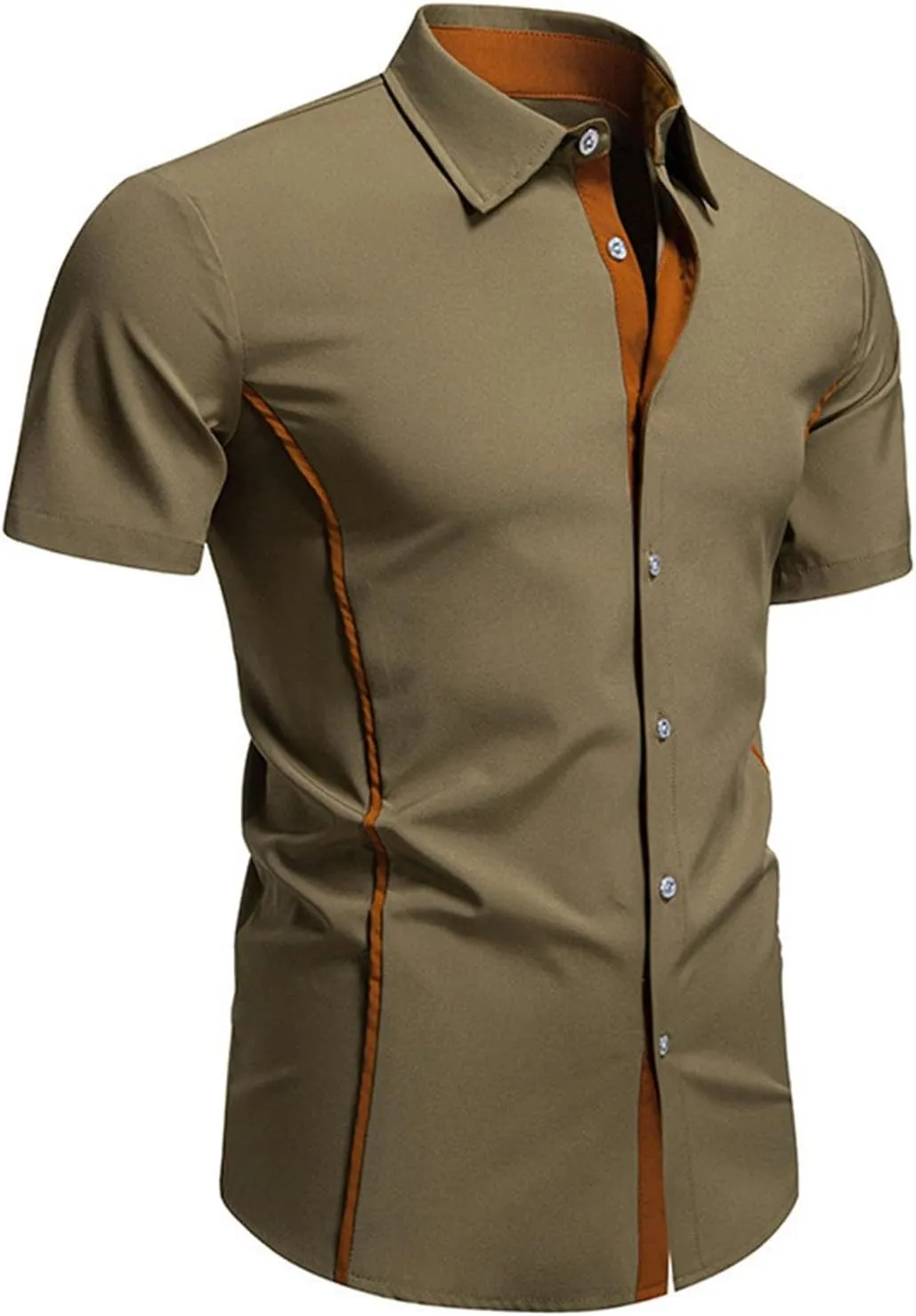 Men's Casual Short Sleeve Button Down Dress Shirt Plaid Collar Denim Mens Workout Shirts Summer Regular Fit Tops