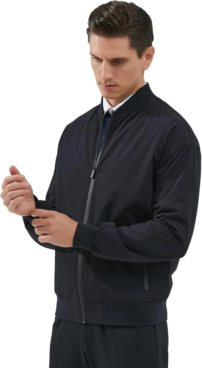 Men's Lightweight Flight Bomber Jackets Casual Varsity Windbreaker Track Jacket Outdoor Soft-Shell Golf Coat