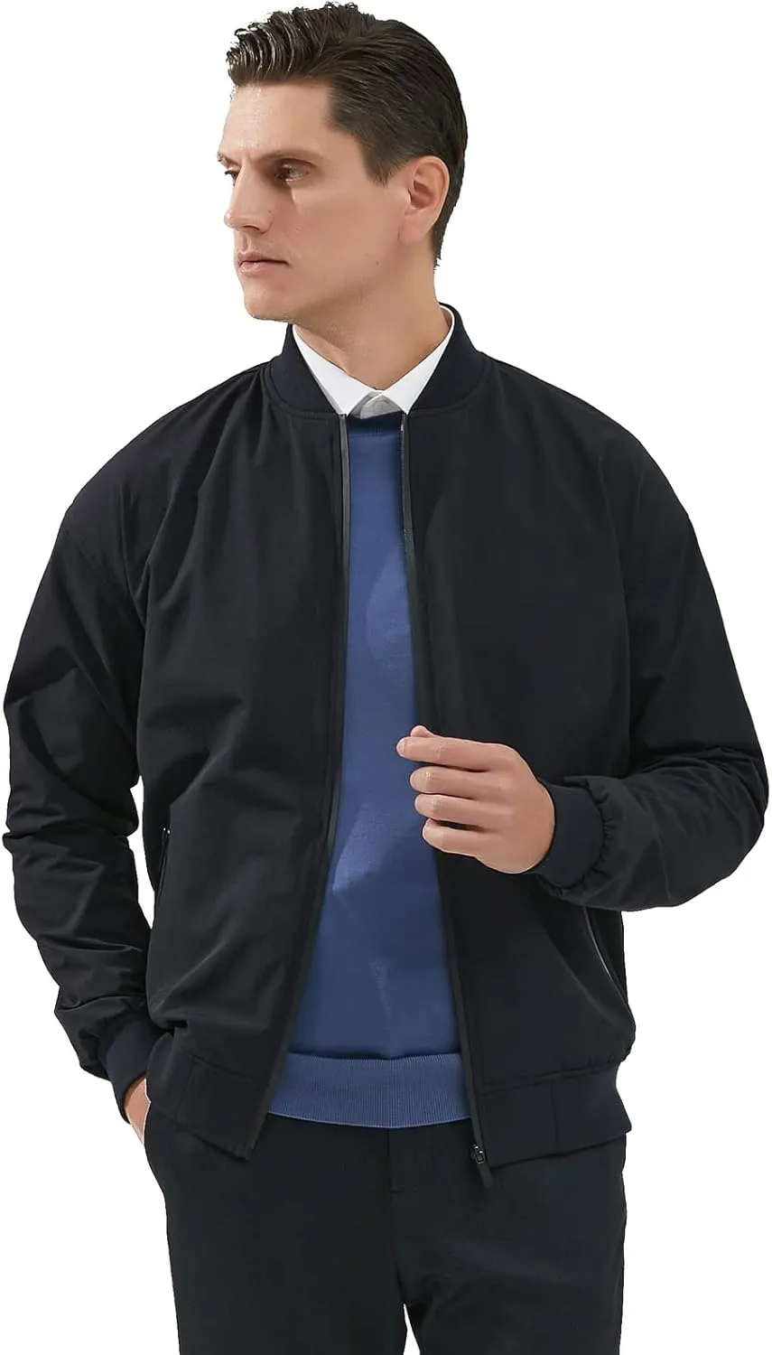 Men's Lightweight Flight Bomber Jackets Casual Varsity Windbreaker Track Jacket Outdoor Soft-Shell Golf Coat