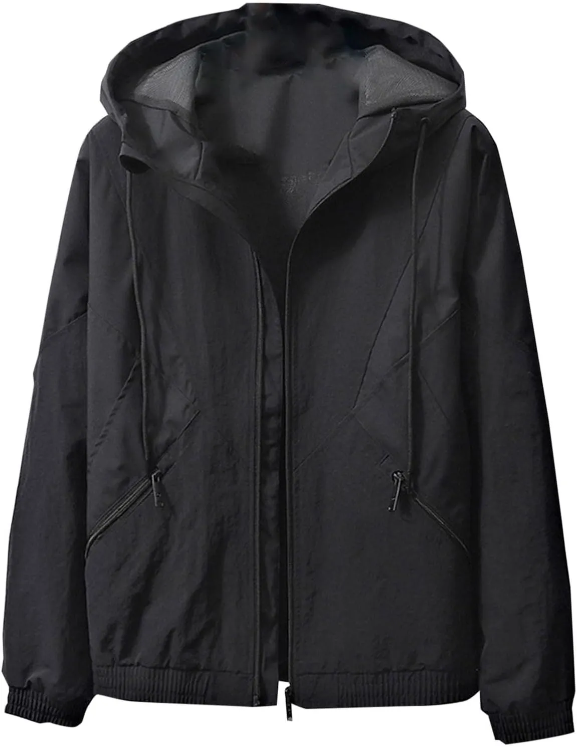 Mens Plus Size Rain Jacket Hooded Lightweight Waterproof Windbreaker with Pockets Raincoat for Outdoor Hiking Travel