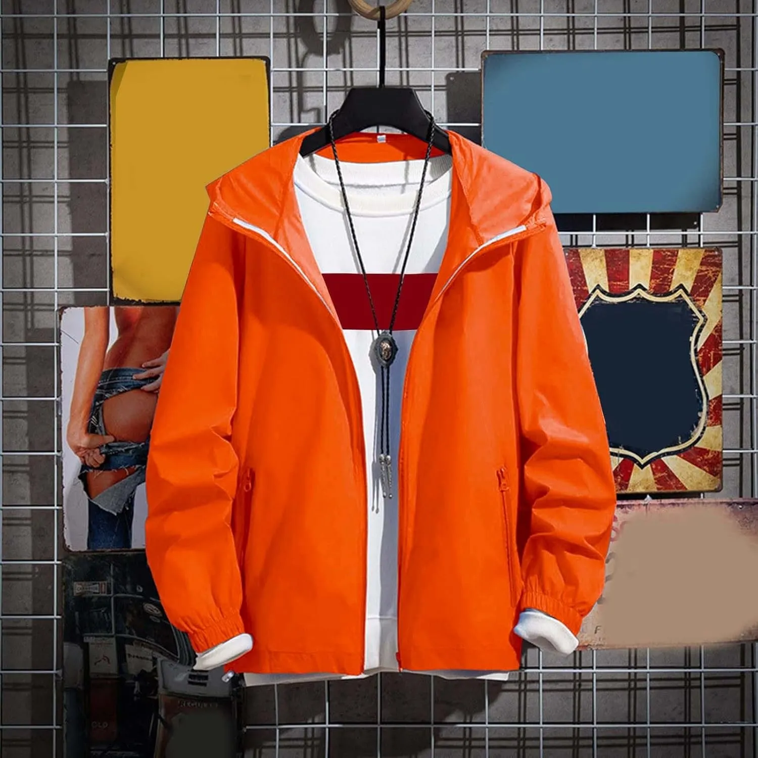 Mens Rain Jackets Waterproof with Hood Lightwieght Functional Hiking Windbreakers Fall Coats for Men Big and Tall