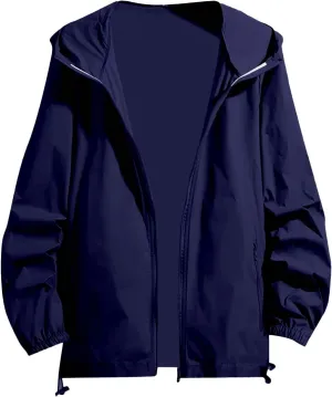 Mens Rain Jackets Waterproof with Hood Lightwieght Functional Hiking Windbreakers Fall Coats for Men Big and Tall