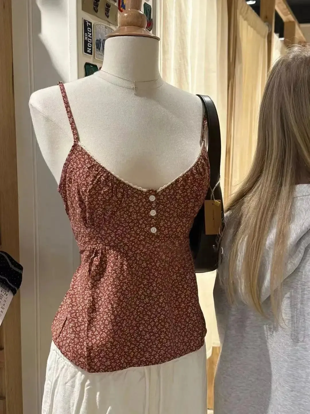 New Red Plaid Buttons Slim Tank Top Women Lace Trim V-neck Back Lace-up Cotton Camis Summer Vintage Sweet Sleeveless Vests Y2k