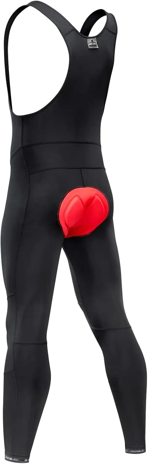 Przewalski Men's Cycling Bib Pants 4D Padded Bike Fleece Lined Thermal Biking Tights Leggings Riding Bicycle Pants