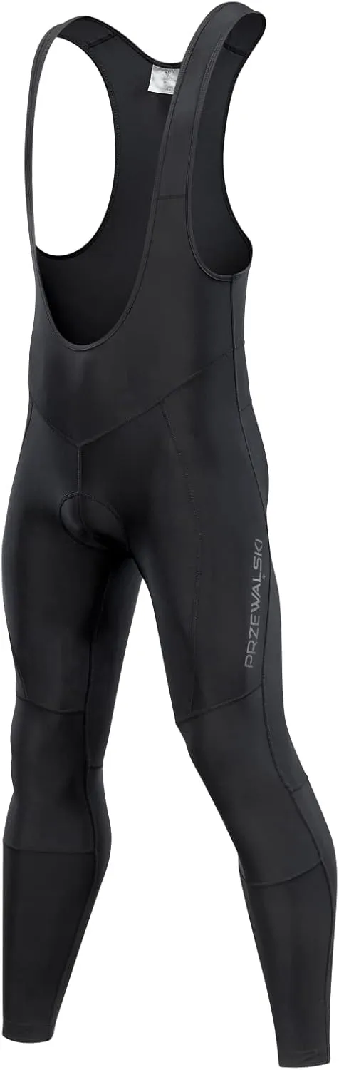 Przewalski Men's Cycling Bib Pants 4D Padded Bike Fleece Lined Thermal Biking Tights Leggings Riding Bicycle Pants