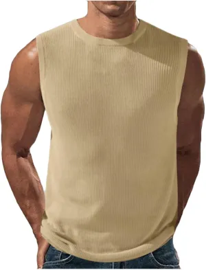 Summer Cotton Tank Tops for Men 2025 Plus Size Solid Colour Sleeveless Shirts Crewneck Quick Dry Athletic Gym Clothes