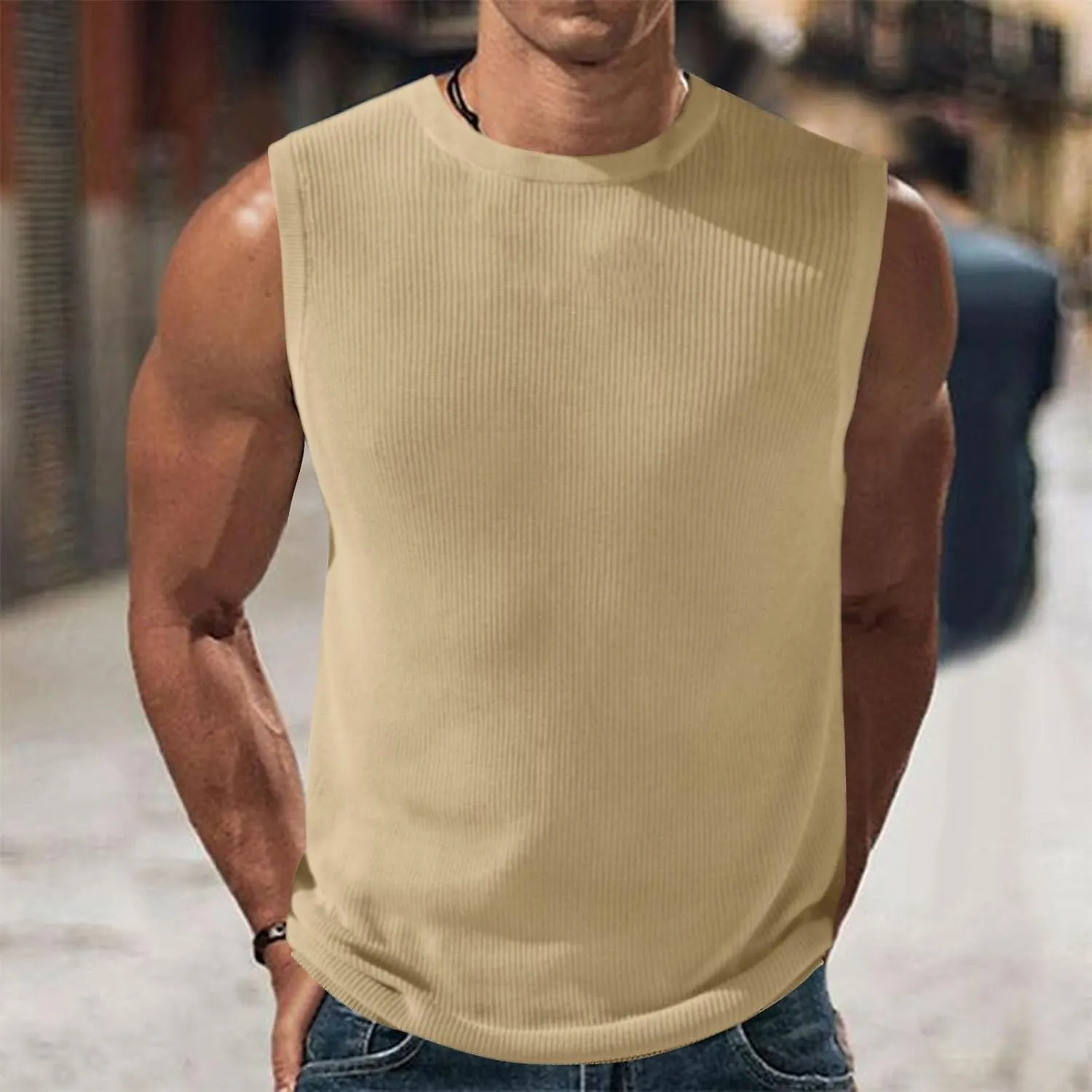 Summer Cotton Tank Tops for Men 2025 Plus Size Solid Colour Sleeveless Shirts Crewneck Quick Dry Athletic Gym Clothes