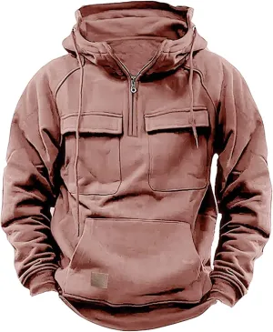 Tactical Sweatshirts Men Hoodies 1/4 Zip Winter Long Sleeve Workout Gym Cargo Pullover Sports Outdoor Winter Jacket