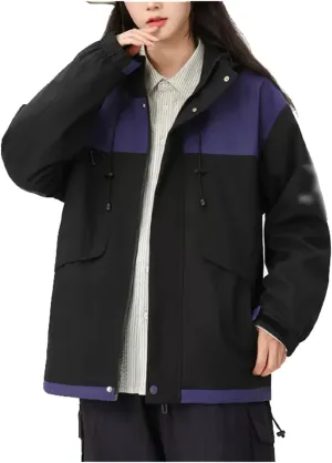 Waterproof Packable Softshell Jackets Active Outdoor Rain Coat for Men Women Hiking Cycling Travel (Color : Black B, Size : XXX-Large)