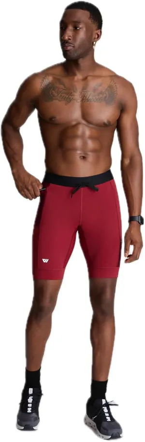 WOLACO Sprint Half Tight Compression Shorts with Phone Pocket for Men