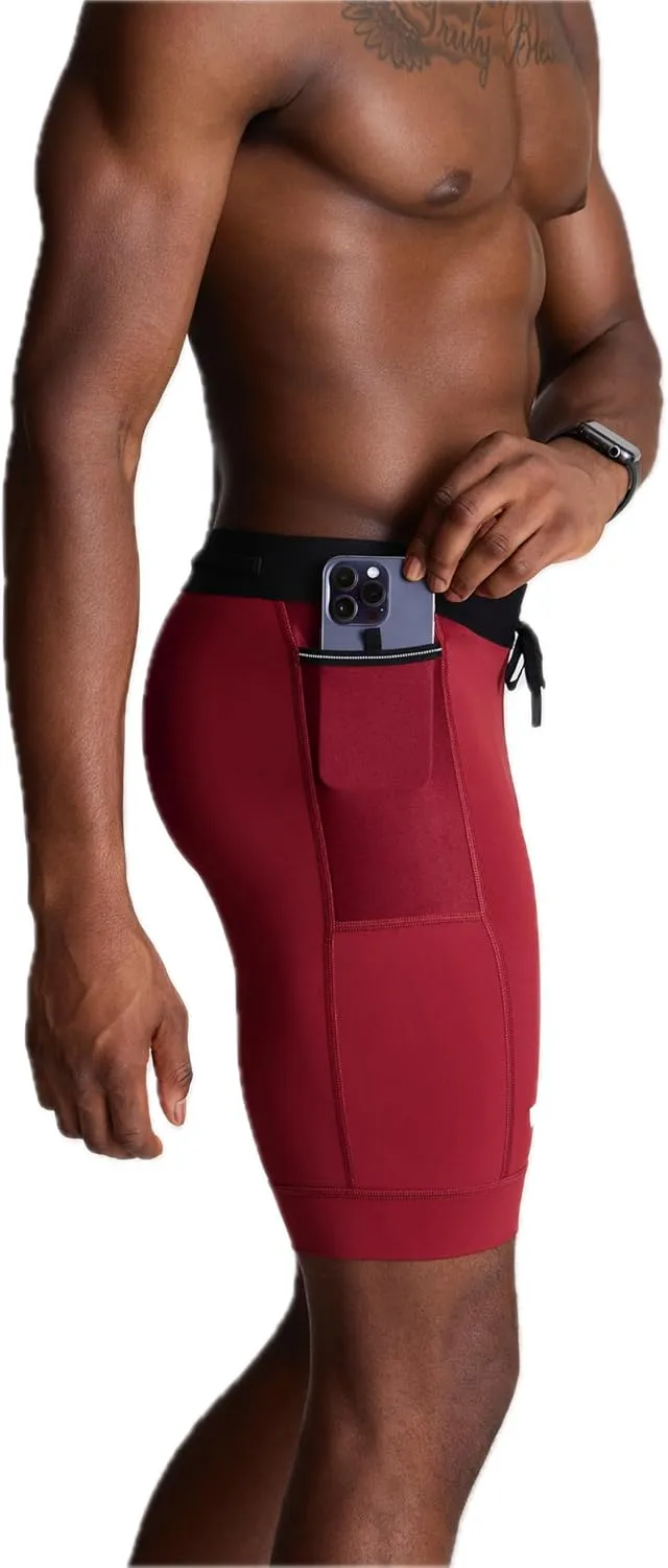 WOLACO Sprint Half Tight Compression Shorts with Phone Pocket for Men