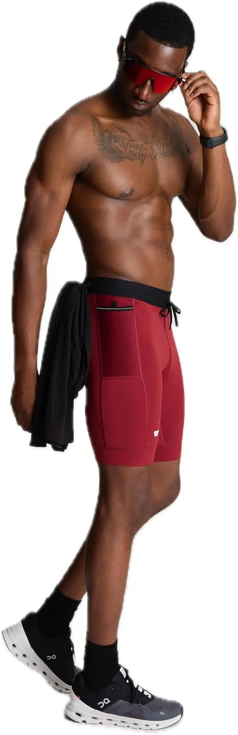 WOLACO Sprint Half Tight Compression Shorts with Phone Pocket for Men
