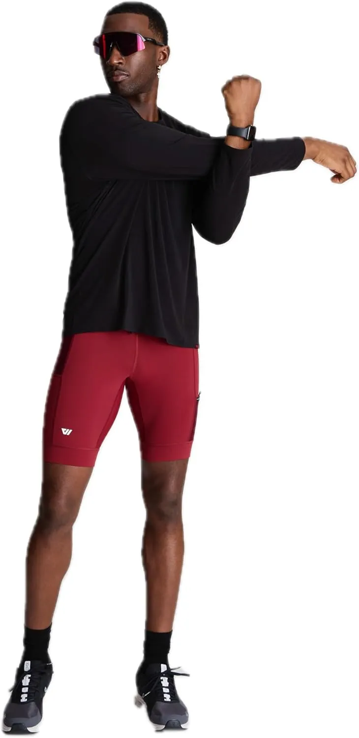 WOLACO Sprint Half Tight Compression Shorts with Phone Pocket for Men