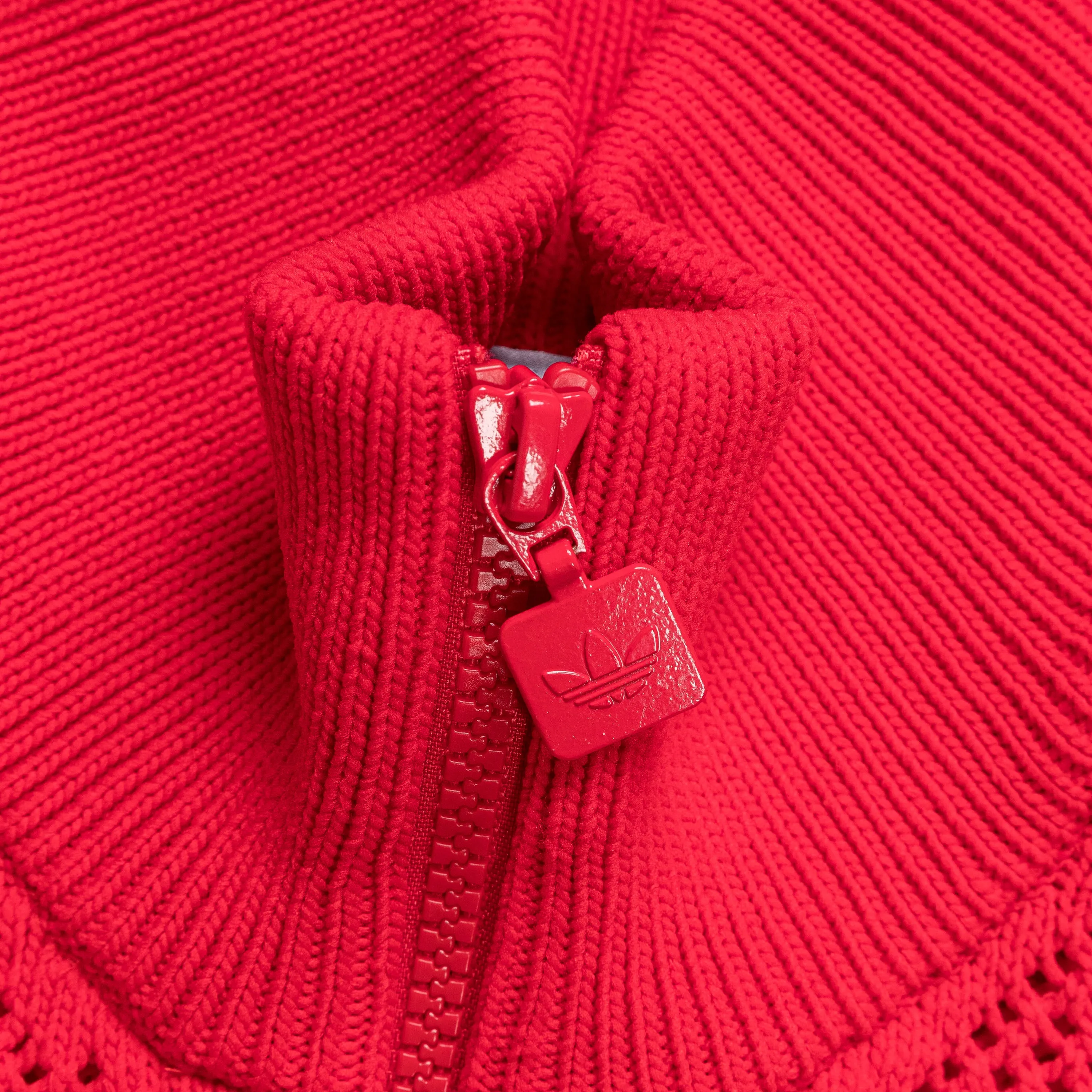 Womens Crochet Track Top - Better Scarlet