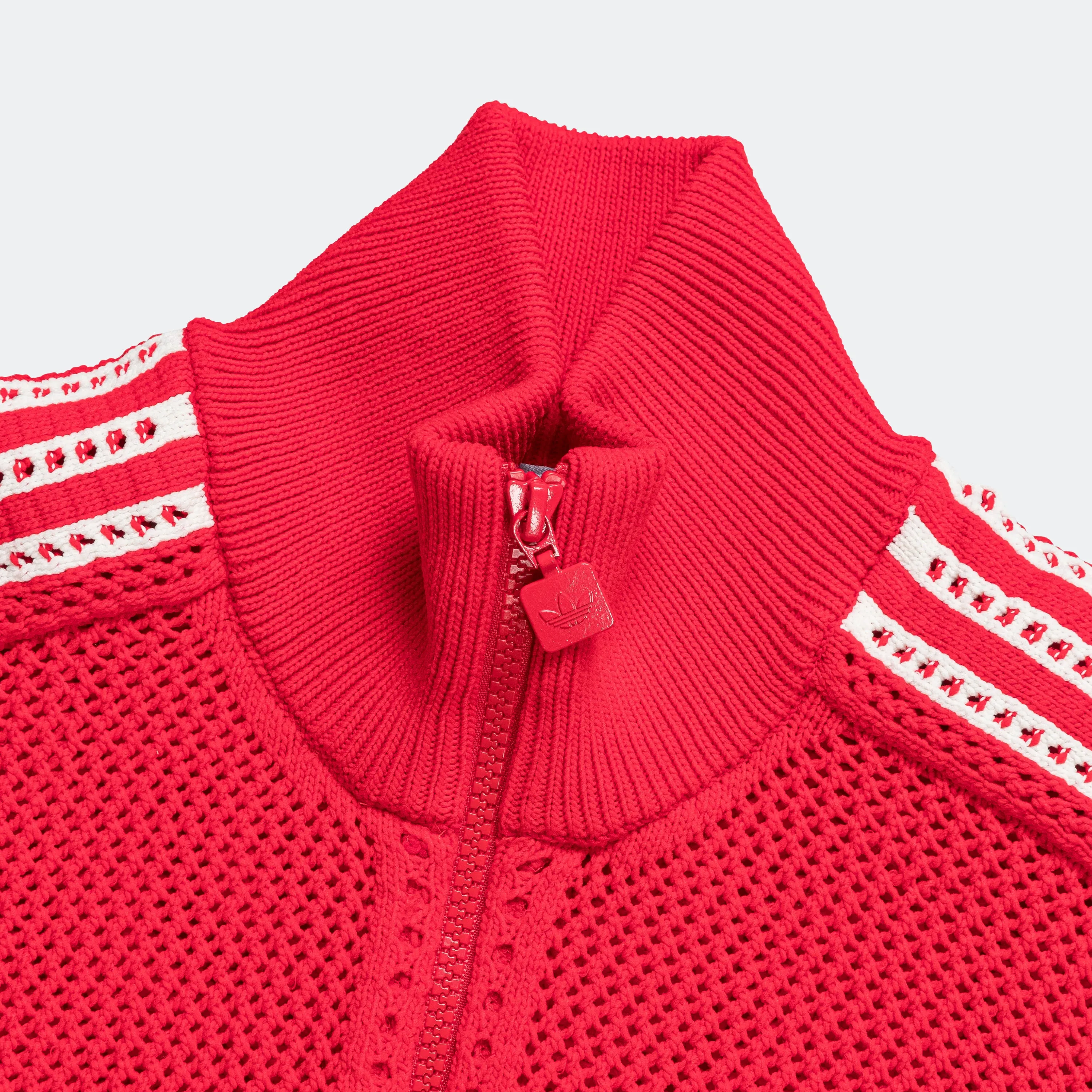 Womens Crochet Track Top - Better Scarlet