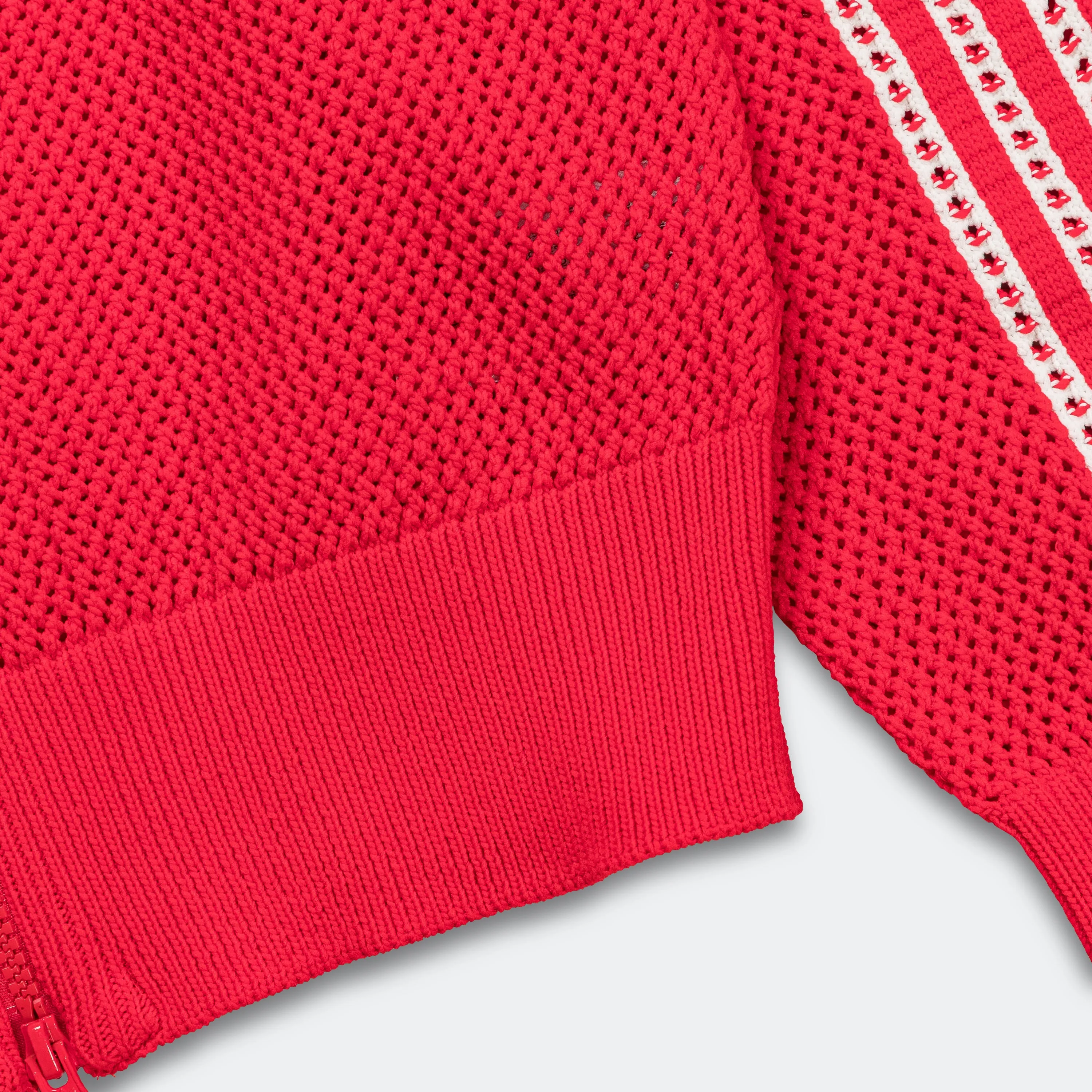 Womens Crochet Track Top - Better Scarlet