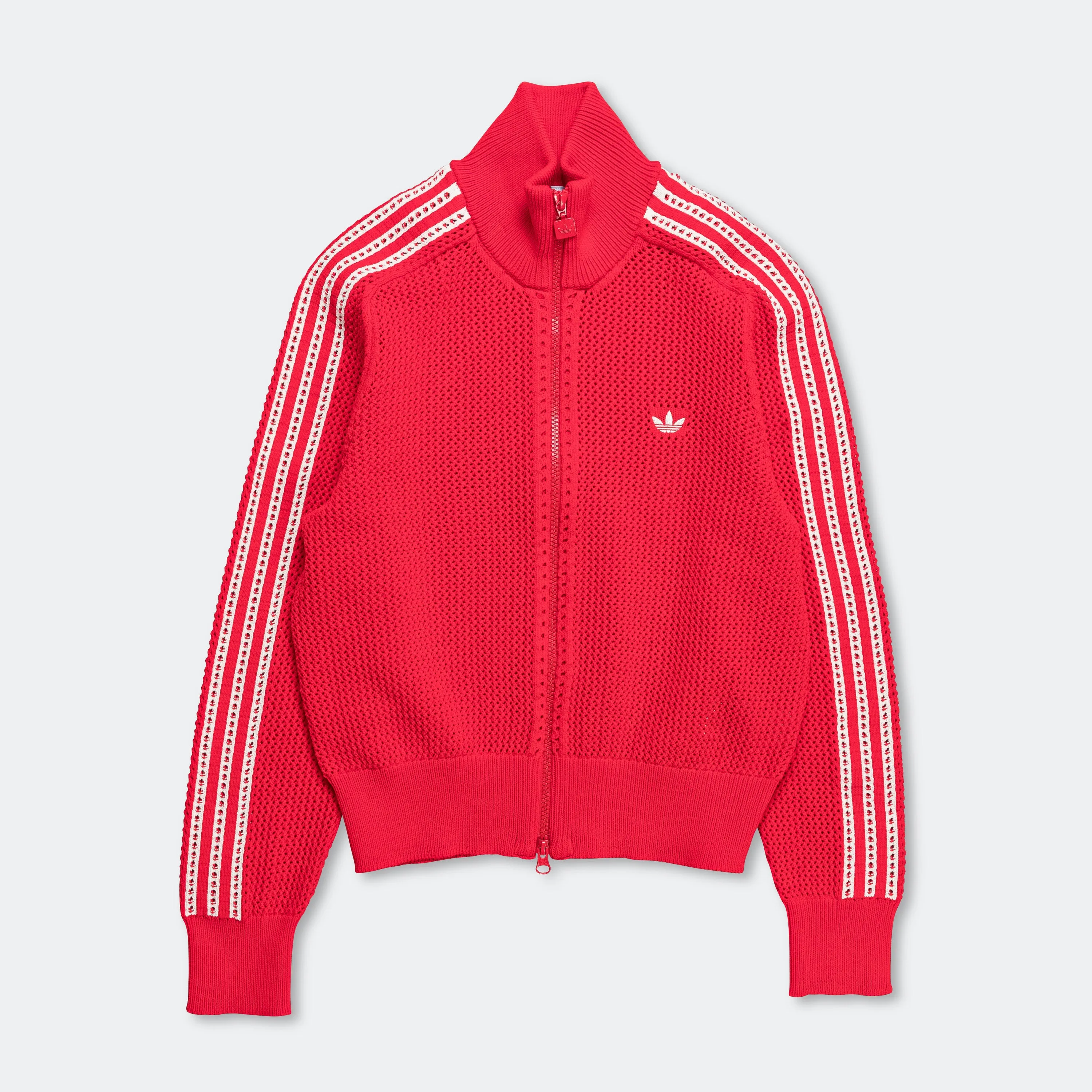 Womens Crochet Track Top - Better Scarlet