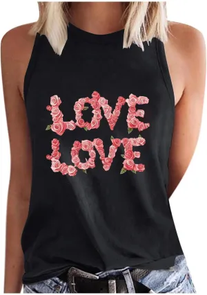 Womens Loose Casual Flowy Tank Tops Trendy Sleeveless Printed Solid Color Crewneck Outfits 2025 Vacation Summer Tank