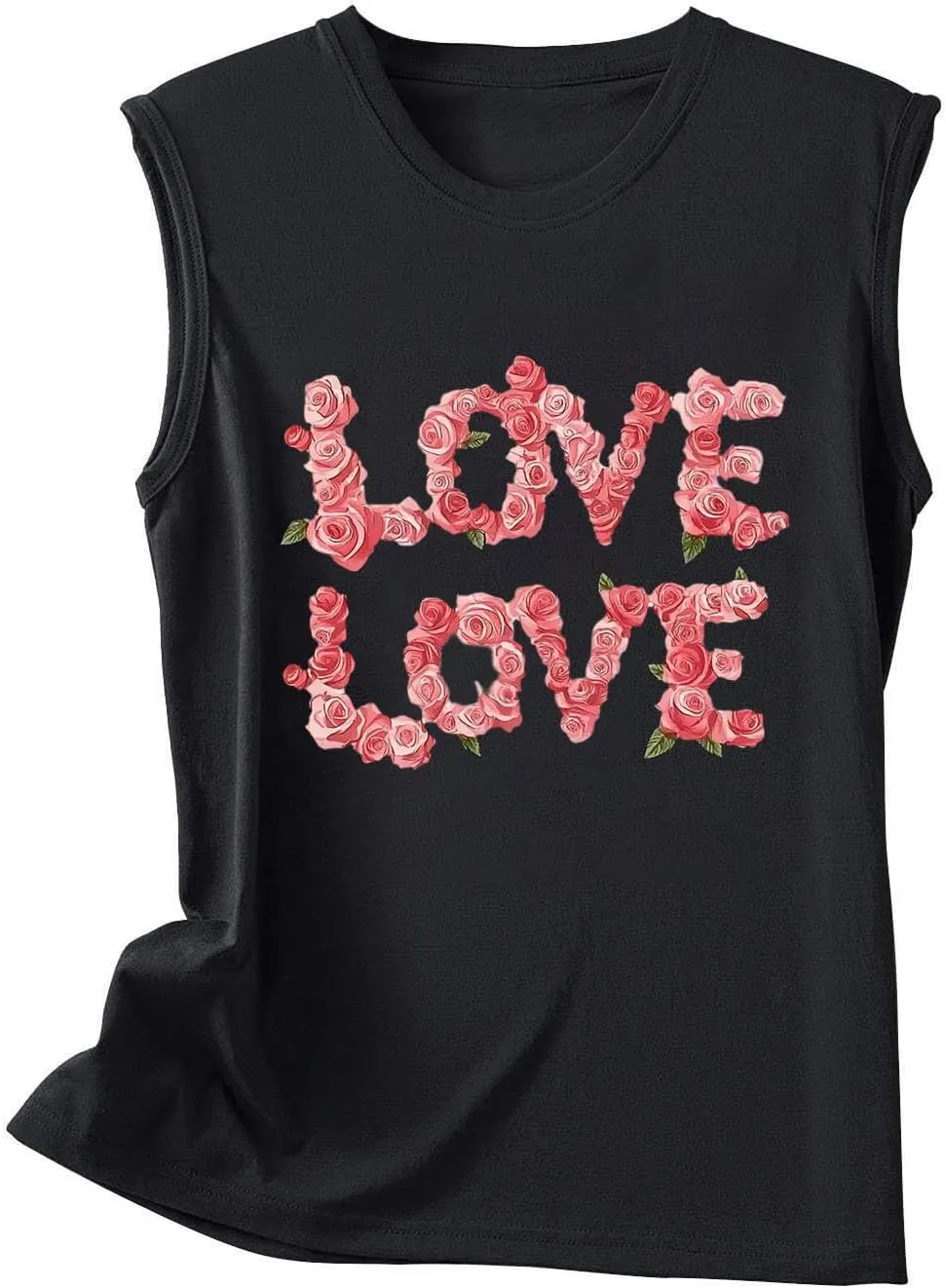 Womens Loose Casual Flowy Tank Tops Trendy Sleeveless Printed Solid Color Crewneck Outfits 2025 Vacation Summer Tank