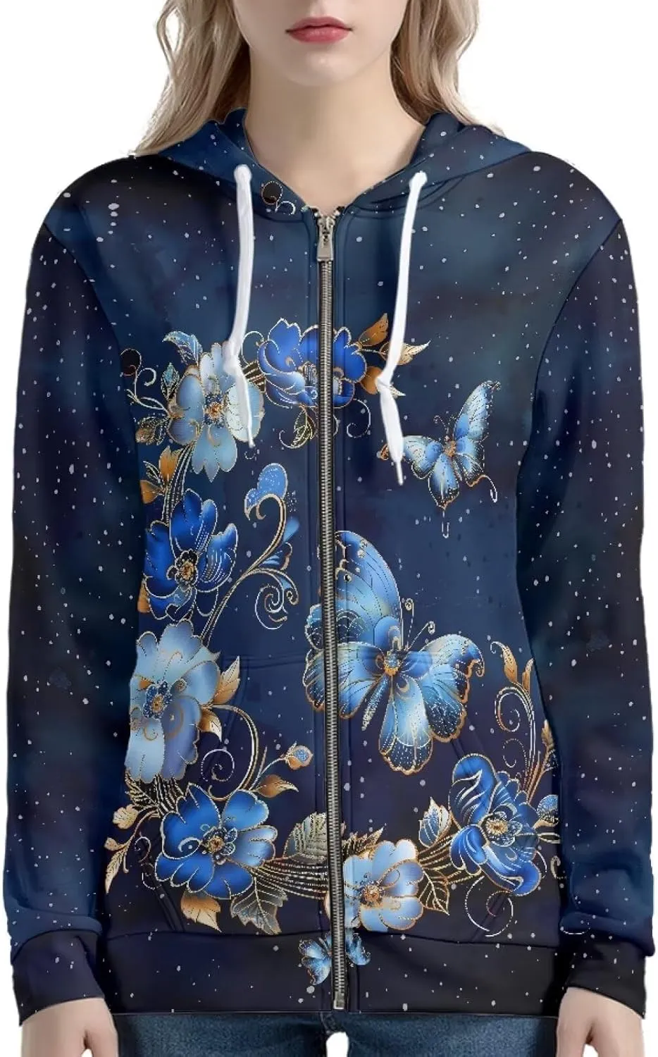 Women's Zip Up Y2K Hoodies Casual Long Sleeve Hooded Sweatshirt Fall & Winter Track Jackets with Pockets