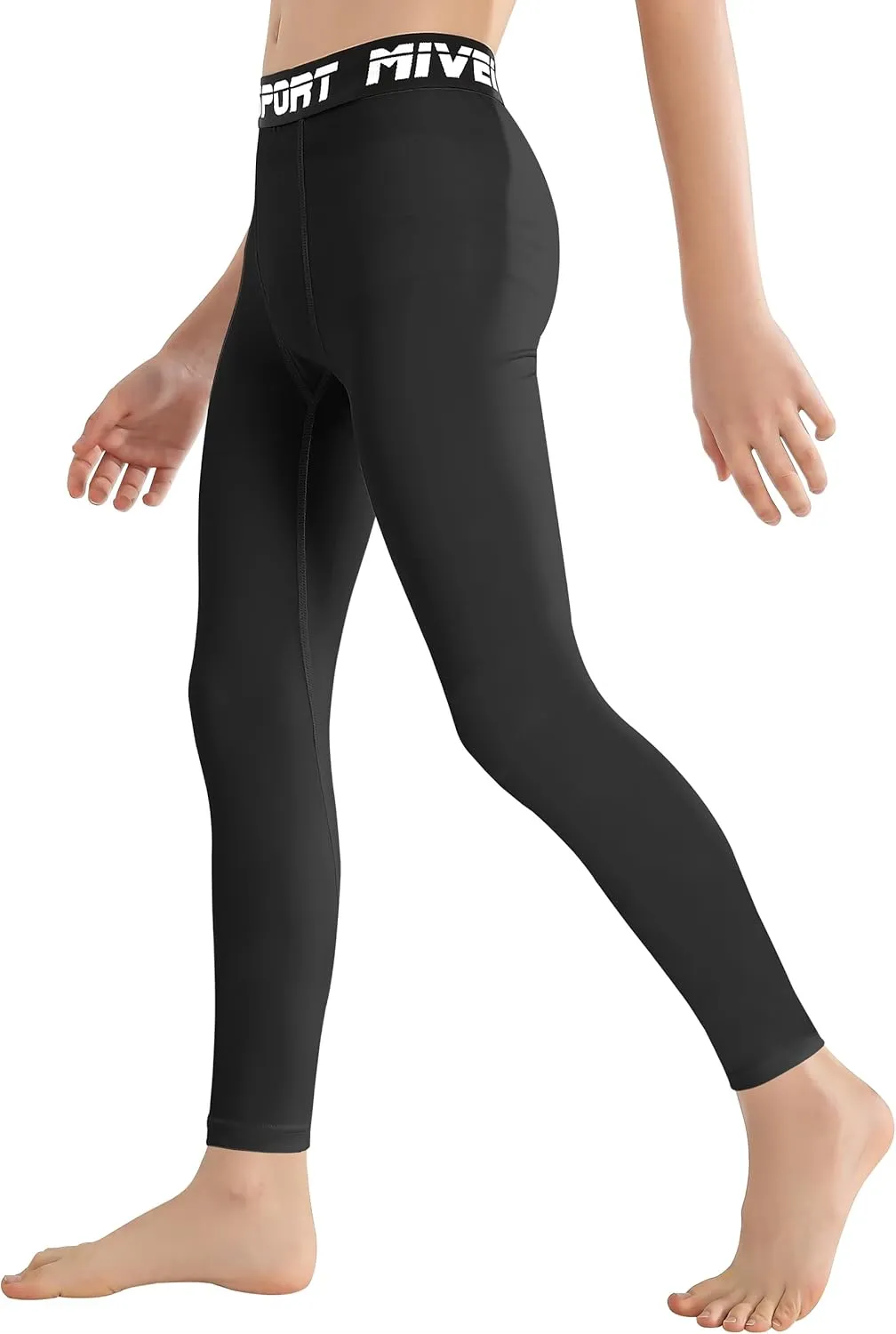 Youth Boys One Leg Compression Pants - 3/4 Kids Basketball Tights Girls Football Soccer Leggings Sports Base Layer