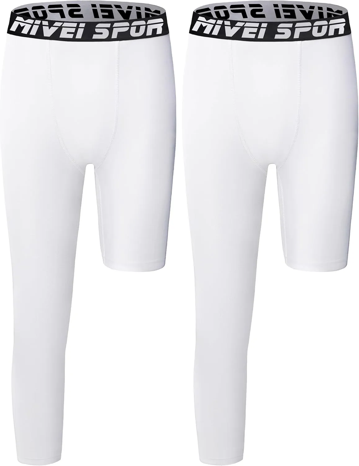 Youth Boys One Leg Compression Pants - 3/4 Kids Basketball Tights Girls Football Soccer Leggings Sports Base Layer